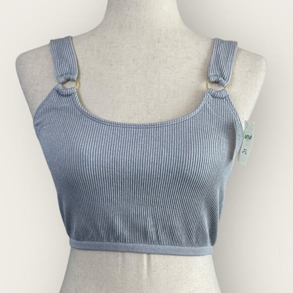 NWT | Aerie | Seamless Ring Longline Bralette | Gray | Large - Picture 1 of 15